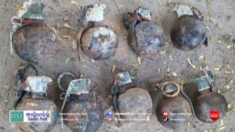 9 grenades left over from the war were found in a metal box in Kampong Chhnang province